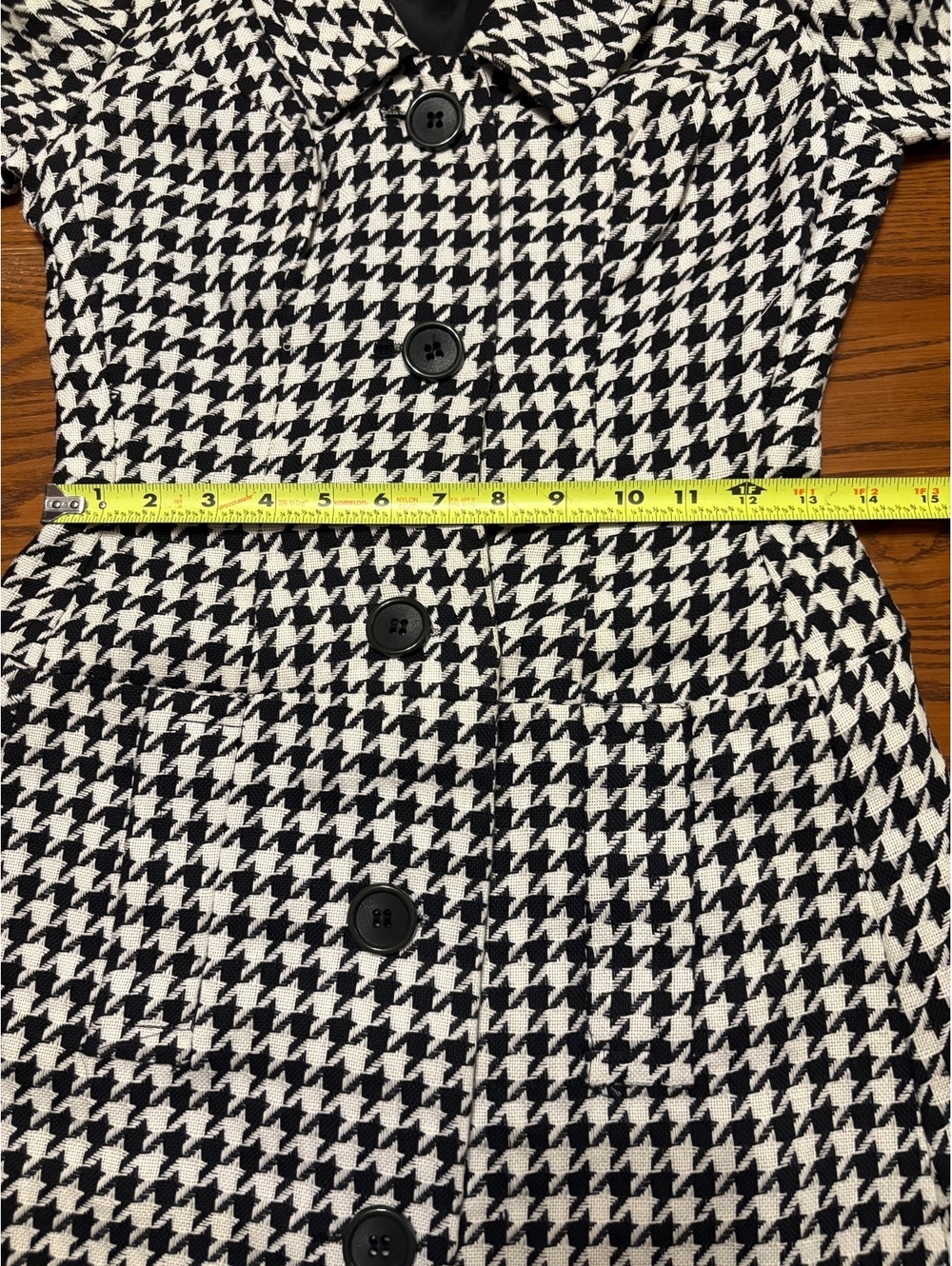 Vintage 1960s/70s Black & White Houndstooth Union-Made Mod Coat - Picture 4 of 10